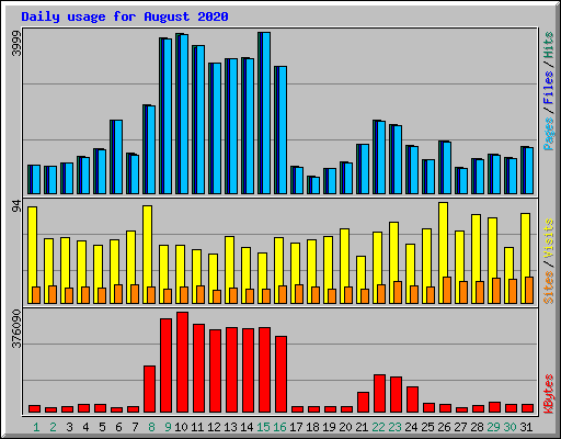 Daily usage for August 2020