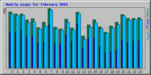 Hourly usage for February 2016